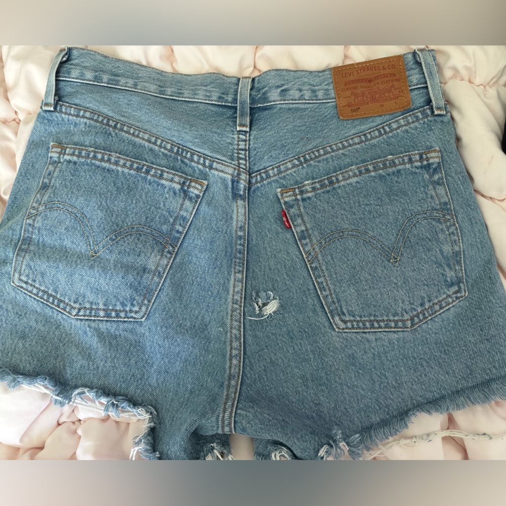 Levi's Light Blue Distressed Denim Shorts